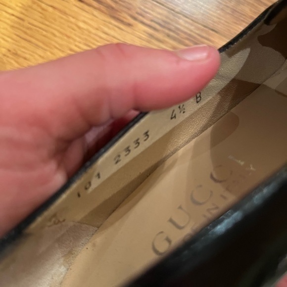 Gucci Heeled Loafers Black and Gold Size 4.5 B Desginer - Picture 7 of 8